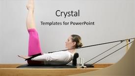  Presentation with stretching - Colorful theme enhanced with pilates - gym woman pilate instructor stretching backdrop and a light gray colored foreground