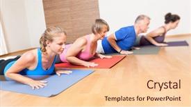  Presentation with elderly people and exercise - Colorful presentation theme enhanced with pilates - image of some people doing backdrop and a lemonade colored foreground