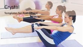  Presentation with pilates - Presentation theme consisting of pilates - side view of class stretching background and a soft green colored foreground