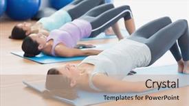  Presentation with pilates - Beautiful PPT theme featuring pilates - side view of fit class backdrop and a soft green colored foreground