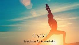  Presentation with exercises - Colorful PPT theme enhanced with pilates - silhouette of young woman doing backdrop and a yellow colored foreground