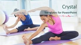  Presentation with exercises - Audience pleasing PPT theme consisting of pilates - two fit young women doing backdrop and a sky blue colored foreground