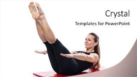  Presentation with train - Beautiful presentation featuring pilates - young women train her abdominals backdrop and a white colored foreground