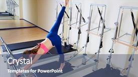  Presentation with nutrition and exercise - Colorful PPT theme enhanced with pilates reformer woman arabesque exercise backdrop and a ocean colored foreground