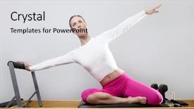  Presentation with pilates - Slides featuring pilates reformer woman gym fitness background and a light gray colored foreground