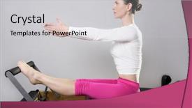 Presentation with pilates - PPT layouts having pilates reformer woman gym fitness background and a light gray colored foreground
