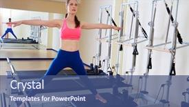  Presentation with pilates - Audience pleasing slides consisting of pilates reformer woman side split backdrop and a  colored foreground