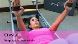  Presentation with workout - Audience pleasing slides consisting of pilates reformer workout exercises woman backdrop and a lilac colored foreground