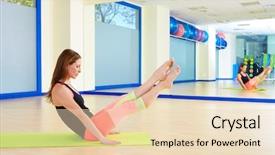  Presentation with pilates - Cool new PPT theme with pilates woman boomerang exercise workout backdrop and a  colored foreground