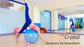  Presentation with pilates - PPT theme consisting of pilates woman fitball arabesque exercise background and a lemonade colored foreground