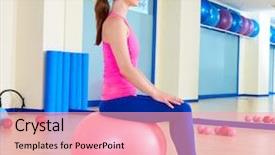  Presentation with gym ball - PPT layouts featuring pilates woman fitball swiss ball exercise workout at gym indoor background and a lemonade colored foreground