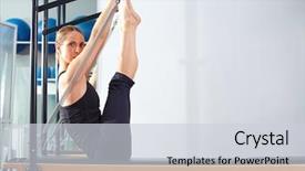  Presentation with pilates - Slide deck enhanced with pilates woman in reformer monki background and a light gray colored foreground