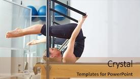  Presentation with health care reform - PPT theme with pilates woman in reformer roll background and a coral colored foreground