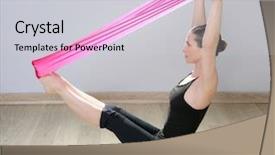  Presentation with resistance - Colorful PPT theme enhanced with woman sport gym fitness exercise backdrop and a light gray colored foreground