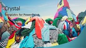  Presentation with clothes - Audience pleasing PPT layouts consisting of pile - big heap of colorful clothes backdrop and a light blue colored foreground
