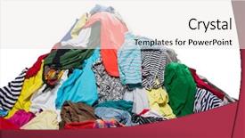  Presentation with clothes - Beautiful PPT theme featuring pile - big heap of colorful clothes backdrop and a sky blue colored foreground