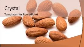  Presentation with edible nuts - Presentation theme having pile almonds - almond nuts isolated on white background and a coral colored foreground