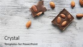  Presentation with chocolate nuts - Slide deck featuring pile almonds - chocolate pieces with nuts background and a light gray colored foreground