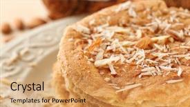  Presentation with fresh coconut juice decorated tropical - Cool new PPT theme with pile almonds - delicious coconut pancakes decorated backdrop and a coral colored foreground