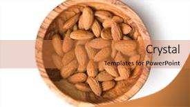  Presentation with almond - Slide set featuring pile almonds - dried almond nuts in bowl background and a  colored foreground