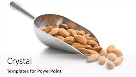  Presentation with almond - Beautiful slide deck featuring pile almonds - dried almond nuts in scoop backdrop and a  colored foreground