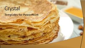  Presentation with white plate - Colorful slide deck enhanced with pile almonds - plate with tasty pancakes backdrop and a yellow colored foreground