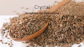  Presentation with seeds - Beautiful presentation theme featuring pile-and-spoon-of-caraway backdrop and a coral colored foreground