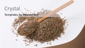  Presentation with medical pill medicine white blue - PPT theme enhanced with pile-and-spoon-of-caraway background and a sky blue colored foreground