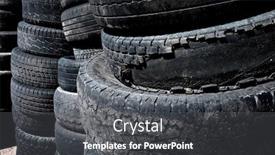  Presentation with tires - Audience pleasing theme consisting of pile-and-stacks-of-old backdrop and a dark gray colored foreground