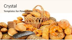  Presentation with packaging of bakery products - PPT theme with pile bread products isolated background and a blonde colored foreground