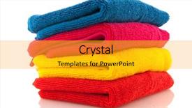  Presentation with blue orange - PPT theme featuring pile colorful towels in orange background and a light gray colored foreground