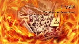  Presentation with fire flames on a black - Amazing presentation theme having conceptual finance image of burning backdrop and a gold colored foreground