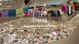  Presentation with laundry - Slide set enhanced with rubbish pile in a slum background and a coral colored foreground