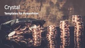  Presentation with us coins - Presentation design featuring pile money - purse with lot of euro background and a  colored foreground