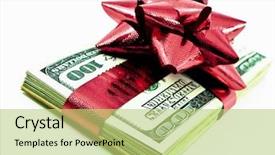  Presentation with barricade tape red and white - Audience pleasing slide set consisting of pile of 100 dolar bills backdrop and a yellow colored foreground