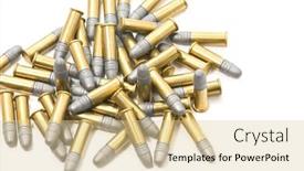  Presentation with pile - PPT theme with pile of 22 caliber cartridges background and a lemonade colored foreground