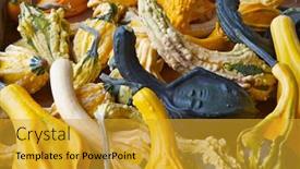  Presentation with orange green white - Presentation theme having pile-of-a-variety background and a gold colored foreground