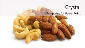  Presentation with cashews cashew fruit - Presentation having pile of almonds and cashews background and a white colored foreground