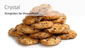 Presentation with chocolate chip cookies - Colorful presentation theme enhanced with pile-of-appetizing-chocolate-chip backdrop and a white colored foreground