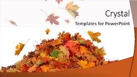  Presentation with fall colors - Presentation theme featuring pile of autumn colored leaves background and a white colored foreground