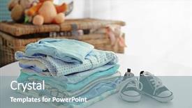  Presentation with baby clothes - PPT theme enhanced with pile of baby clothes close background and a seafoam green colored foreground