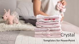  Presentation with baby clothes - Amazing presentation design having pile of baby clothes backdrop and a lemonade colored foreground