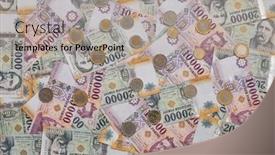  Presentation with banknotes - Slide deck having pile-of-banknotes background and a light gray colored foreground