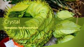  Presentation with nut - Colorful presentation design enhanced with pile-of-betel-nut-leaves backdrop and a tawny brown colored foreground