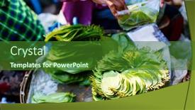  Presentation with nut - Slides with pile-of-betel-nut-leaves background and a forest green colored foreground