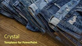  Presentation with jeans - PPT layouts featuring pile of blue jeans on wooden board background and a tawny brown colored foreground