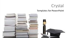  Presentation with graduation - Theme consisting of pile-of-books-and-graduation background and a white colored foreground