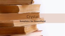  Presentation with pile - Amazing PPT theme having health literacy - pile of books isolated backdrop and a gold colored foreground