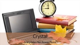  Presentation with autumn leaves - Theme featuring pile of books notebook alarm background and a  colored foreground
