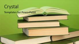  Presentation with green chemistry close up - Presentation theme enhanced with pile of books on green background and a yellow colored foreground